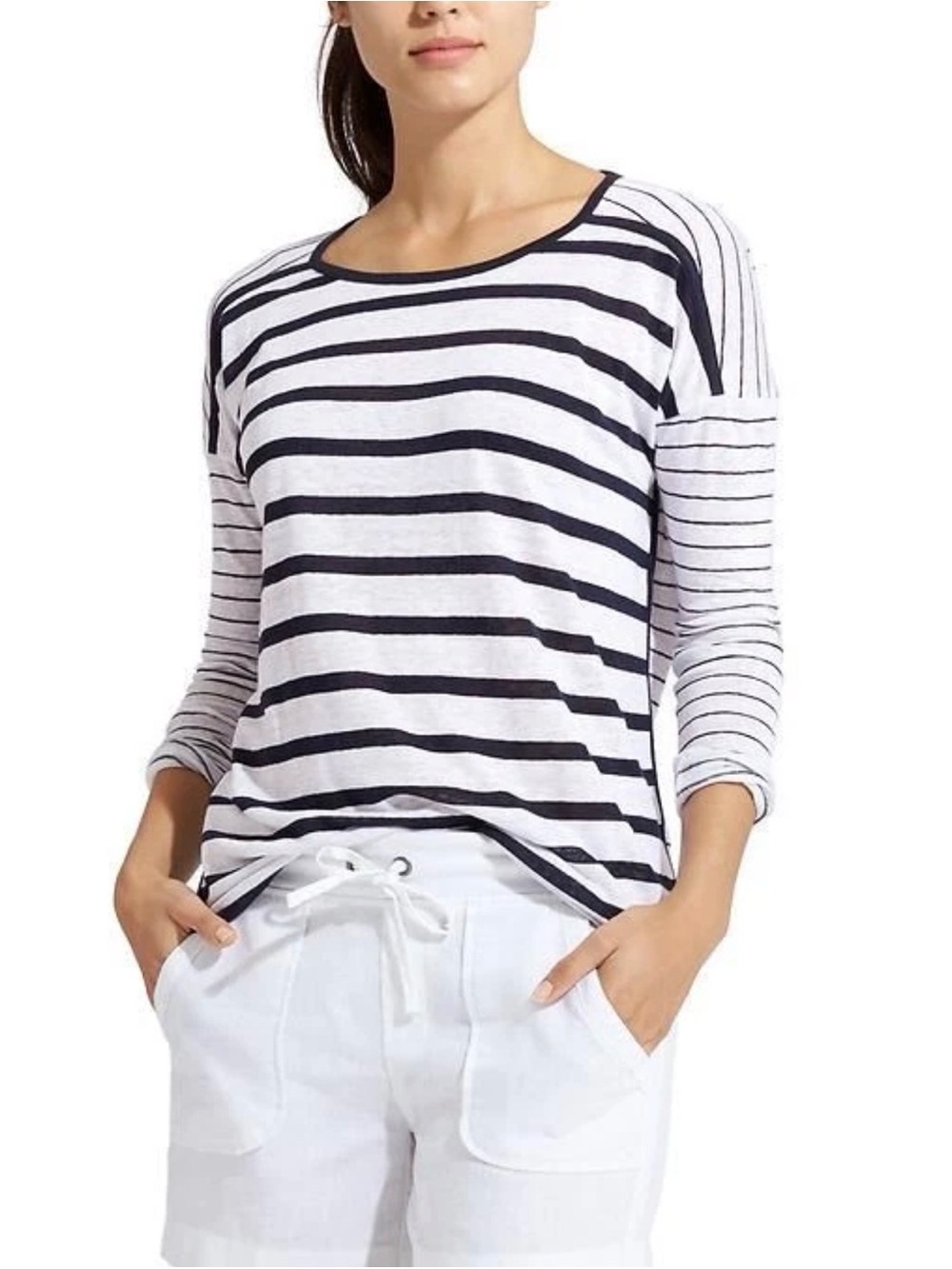 Athleta White & Black Newport Top